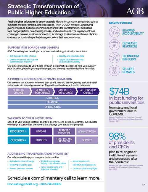 AGB Consulting services - Strategic Transformation of Public Higher Education