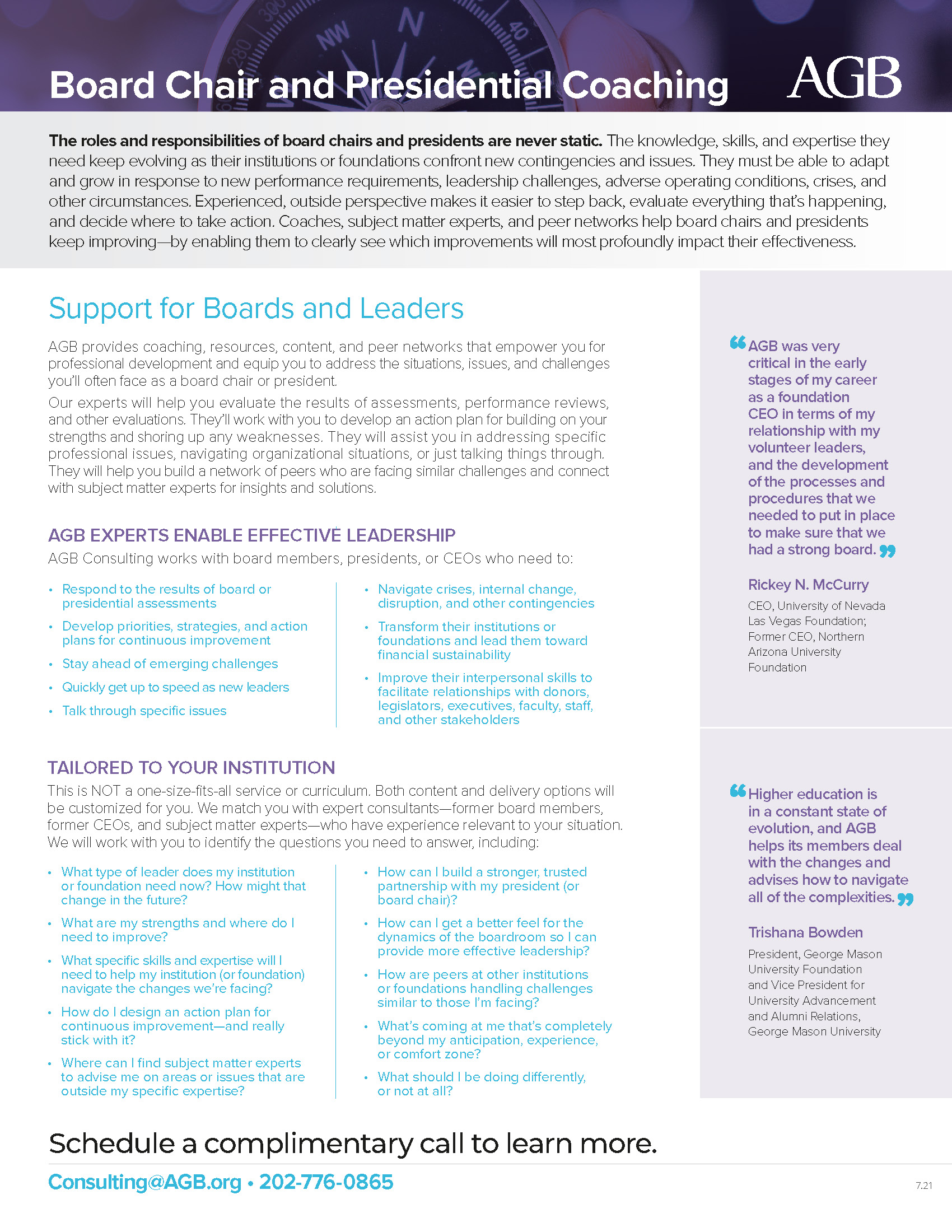 AGB Consulting services - Board Chair and Presidential Coaching