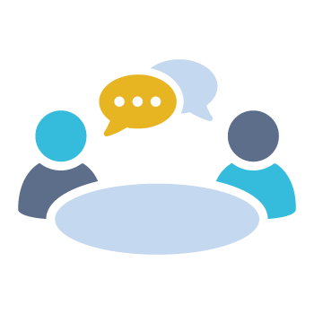 People talking at a table representing boardroom conversations