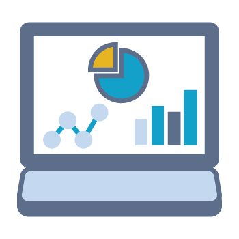 Laptop with charts signifying a dashboard